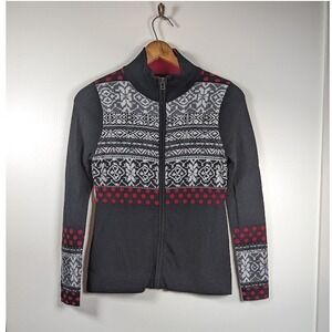 Icelandic Design Full Zip Sweater Size Small Winter Fair Isle Holiday Base layer